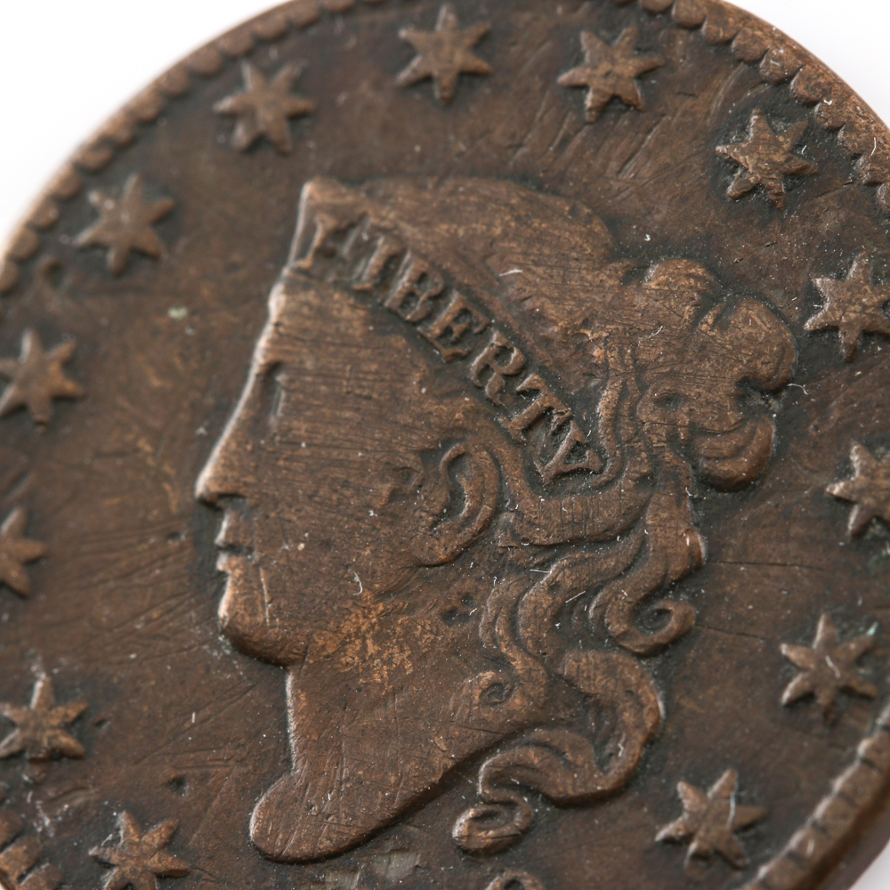 1828 Coronet Hair Cent