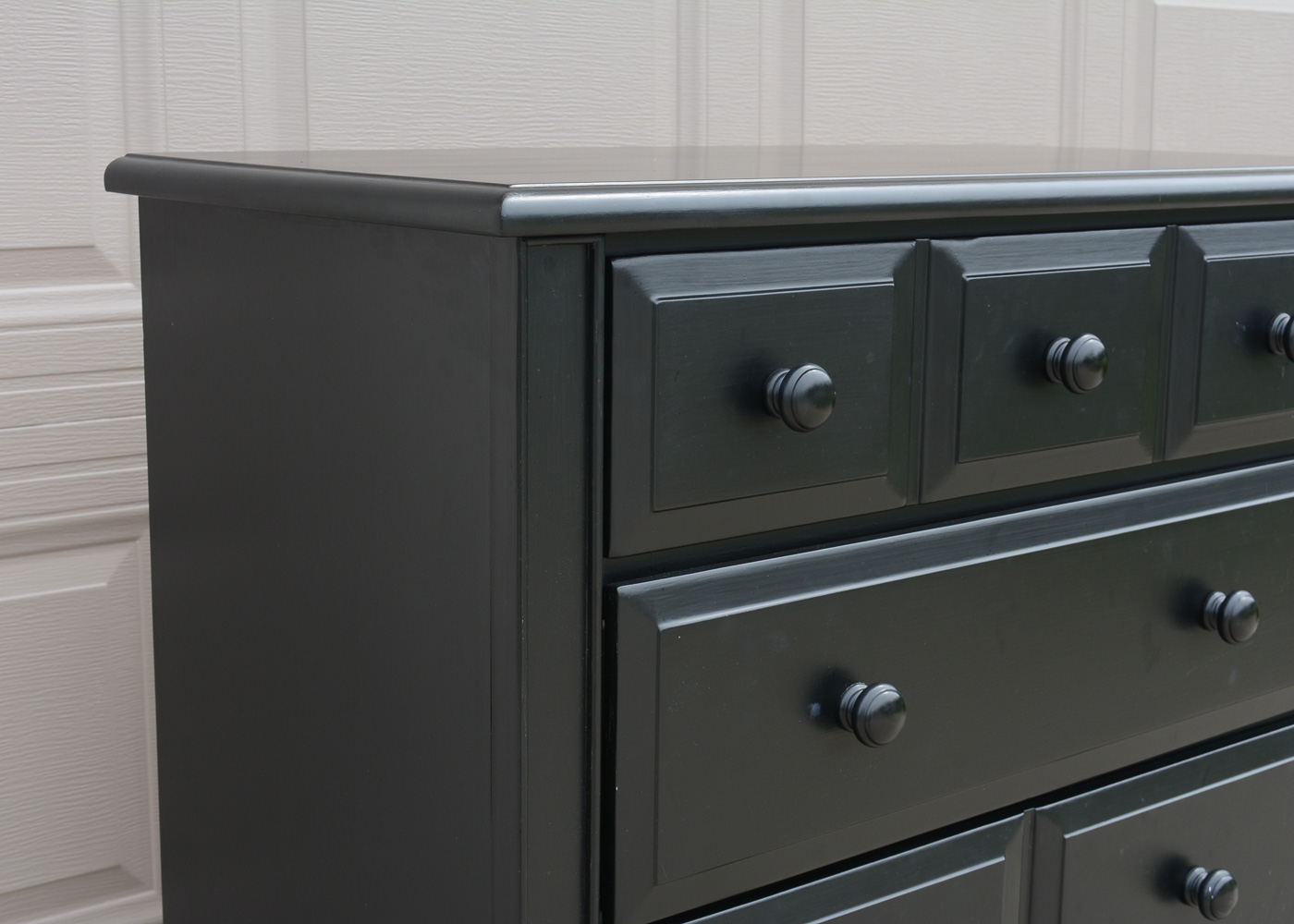 Black-Painted Chest of Drawers and Nightstand