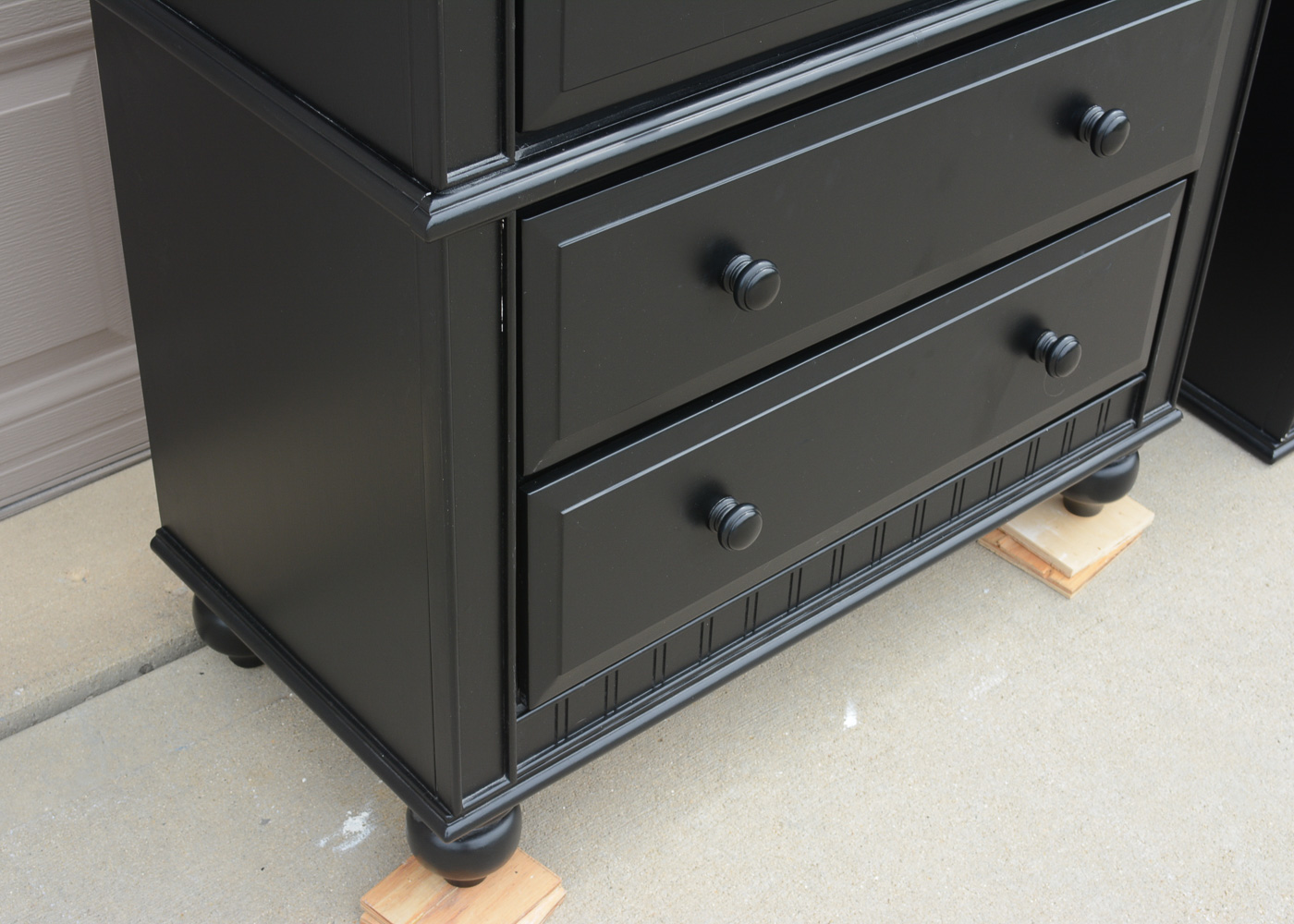 Black-Painted Chest of Drawers and Nightstand