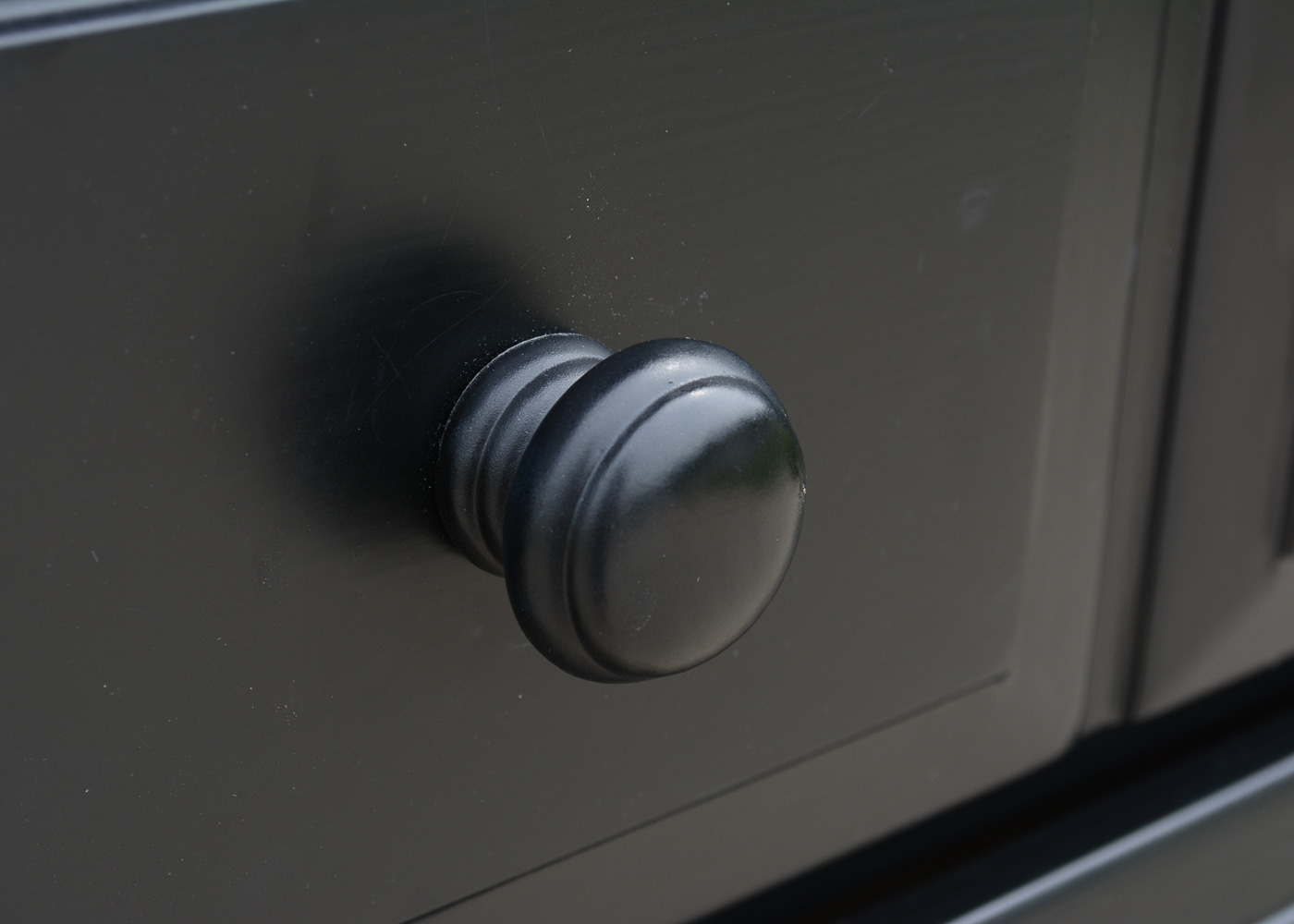 Black-Painted Chest of Drawers and Nightstand
