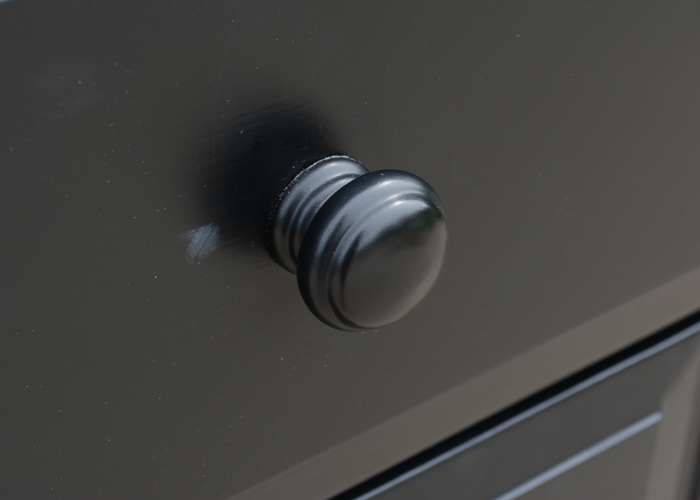 Black-Painted Chest of Drawers and Nightstand