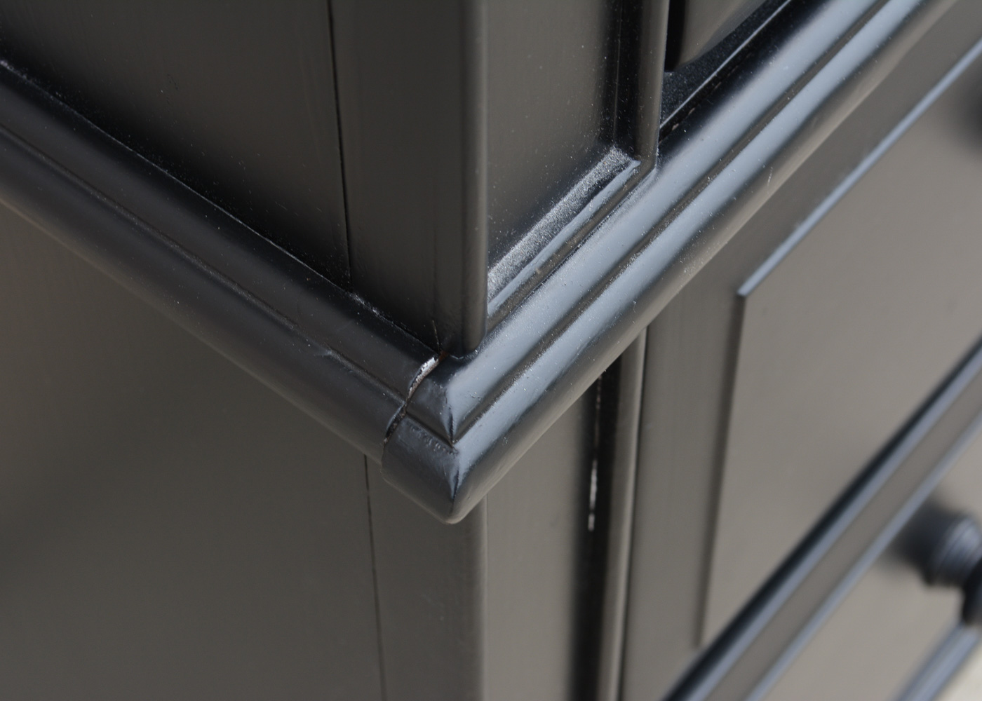 Black-Painted Chest of Drawers and Nightstand