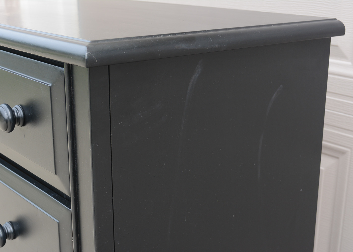 Black-Painted Chest of Drawers and Nightstand