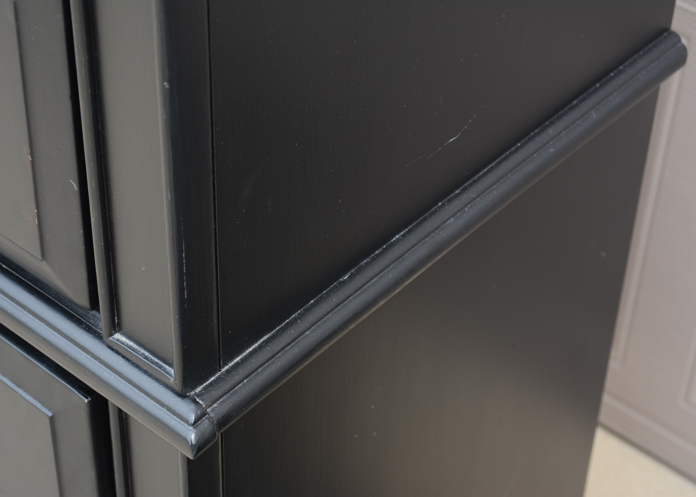 Black-Painted Chest of Drawers and Nightstand
