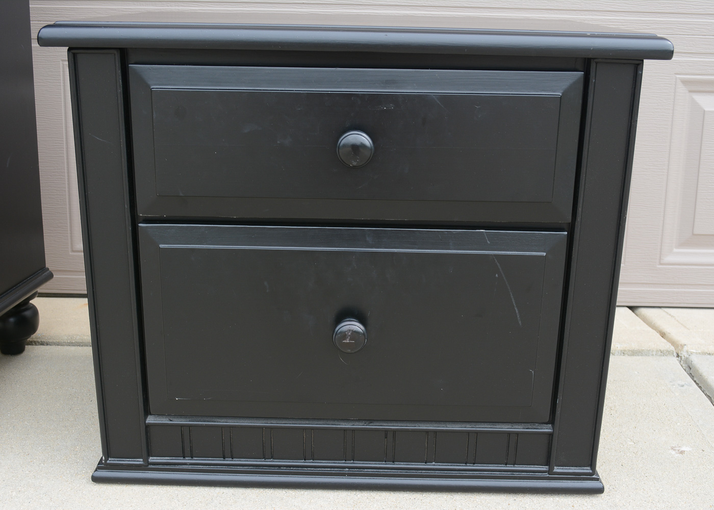 Black-Painted Chest of Drawers and Nightstand