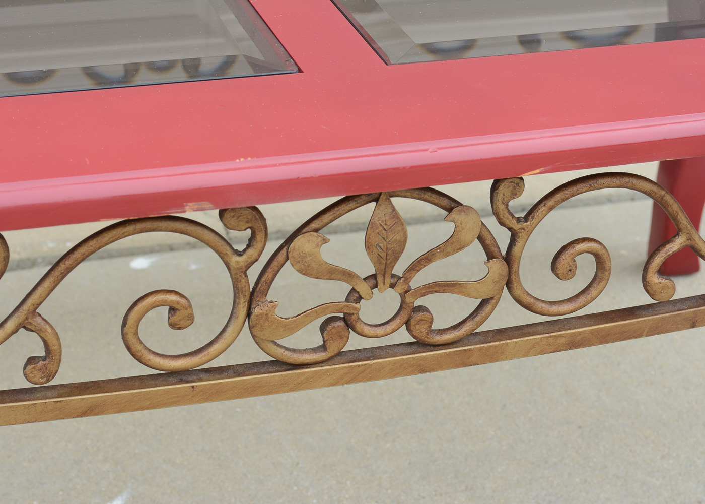 Red Glass Top Coffee Table