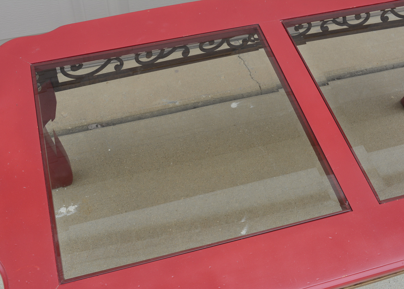 Red Glass Top Coffee Table
