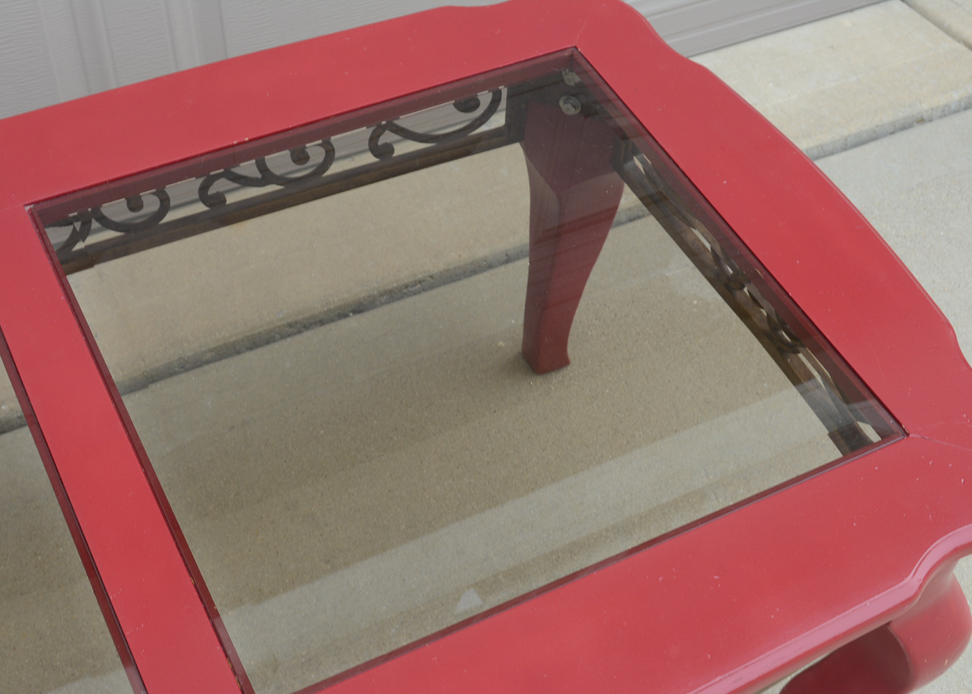Red Glass Top Coffee Table