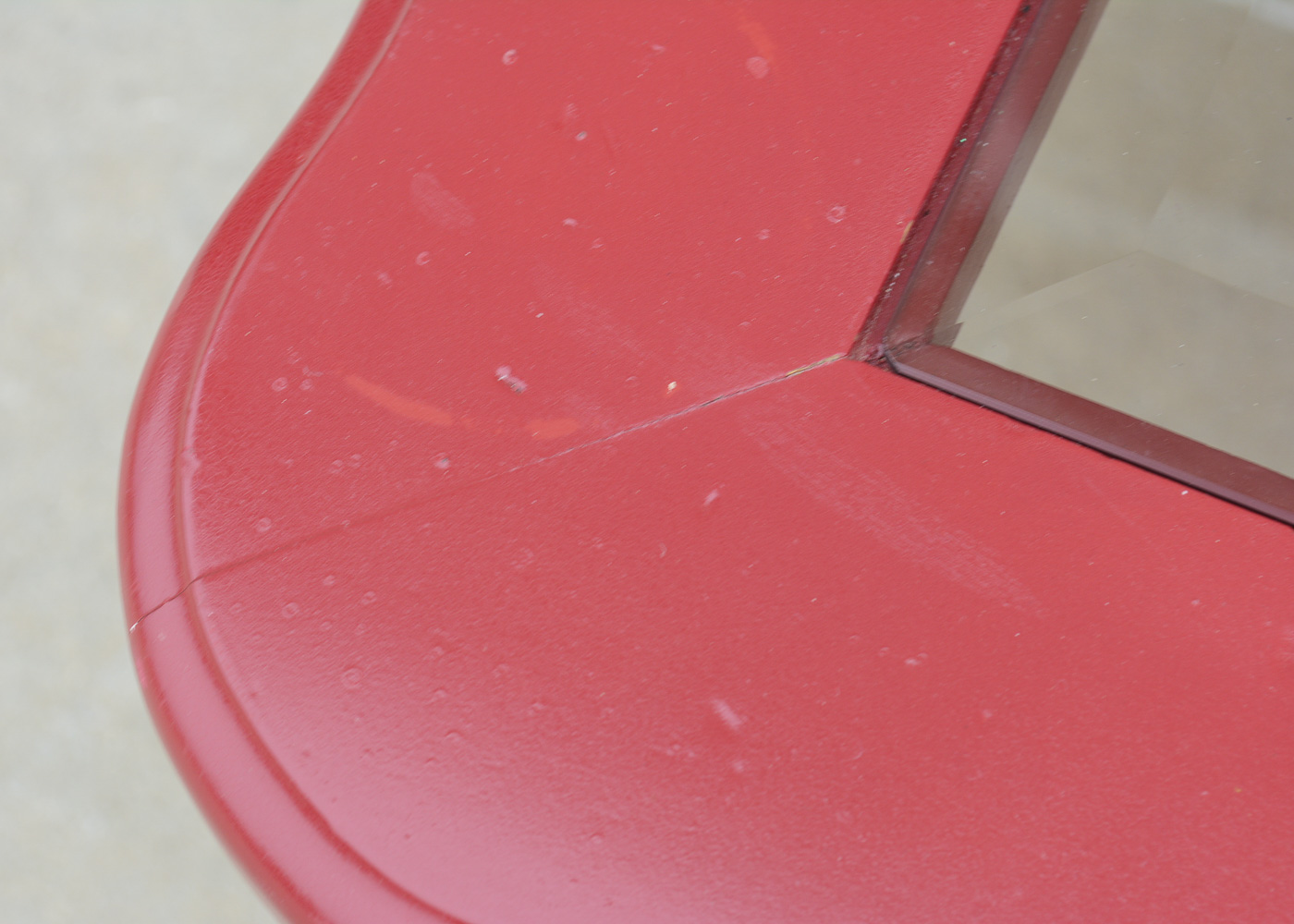 Red Glass Top Coffee Table