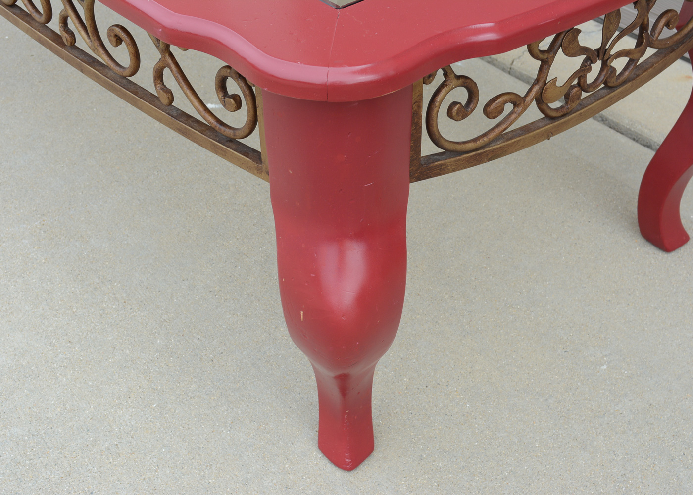 Red Glass Top Coffee Table