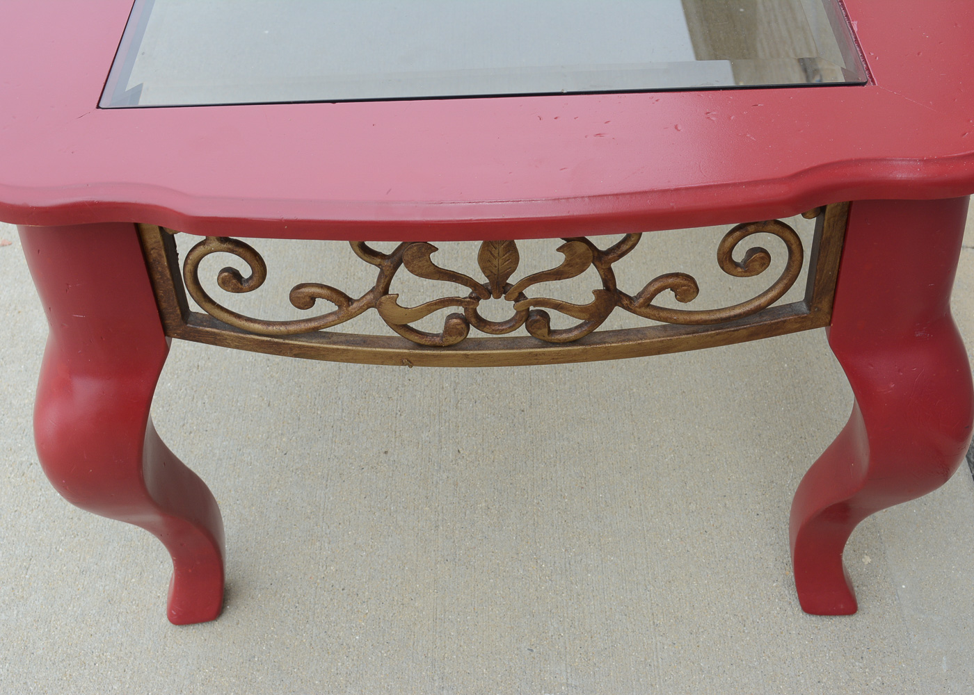 Red Glass Top Coffee Table
