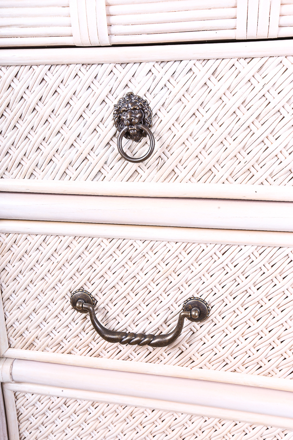 Hollywood Regency Style Rattan Chest of Drawers by Lexington