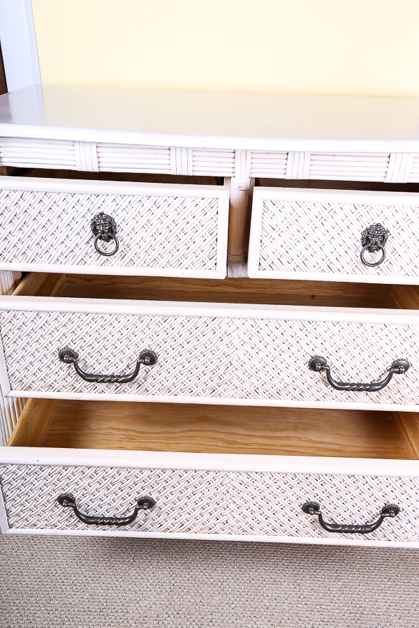 Hollywood Regency Style Rattan Chest of Drawers by Lexington