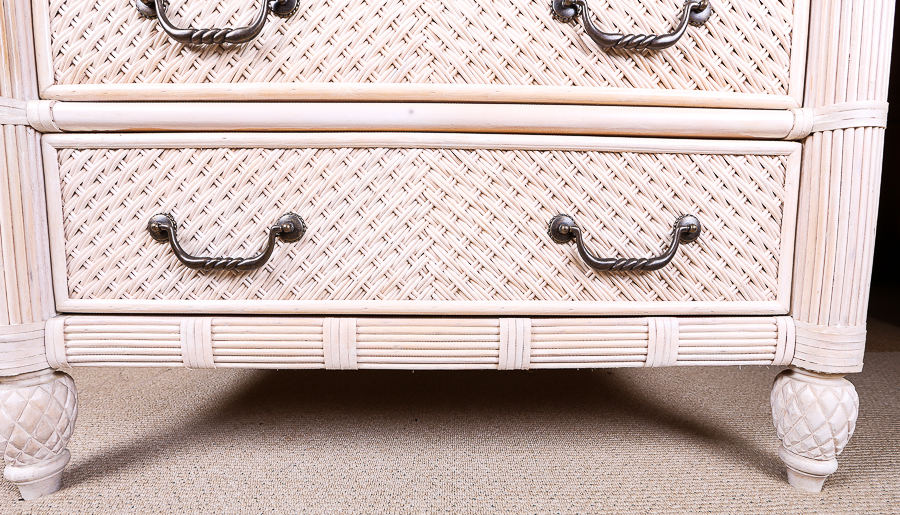 Hollywood Regency Style Rattan Chest of Drawers by Lexington
