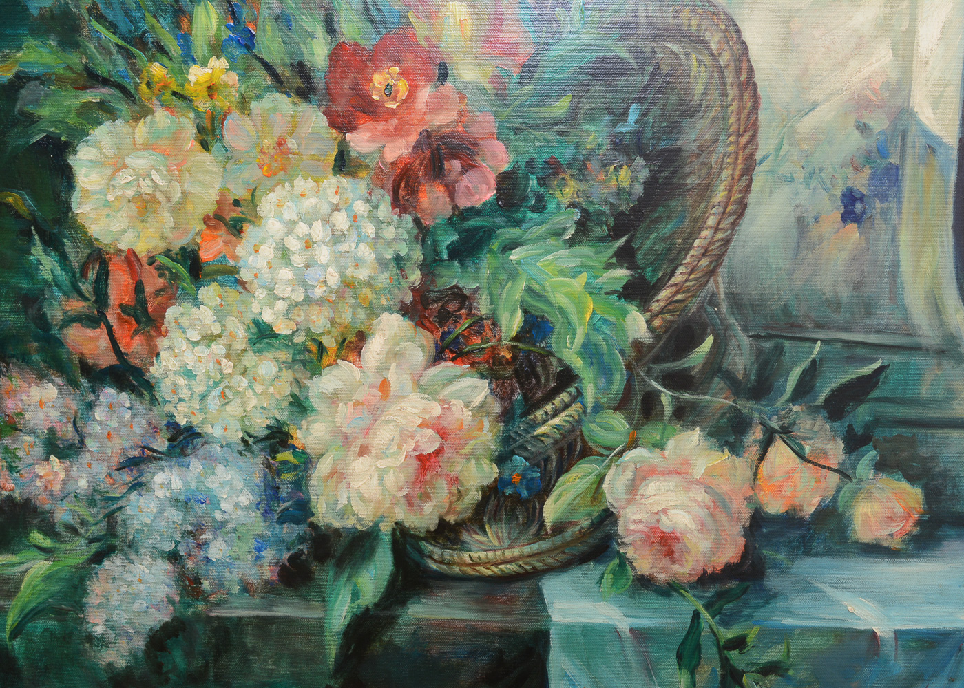 Neoclassical Style Oil Painting on Canvas Floral Still Life