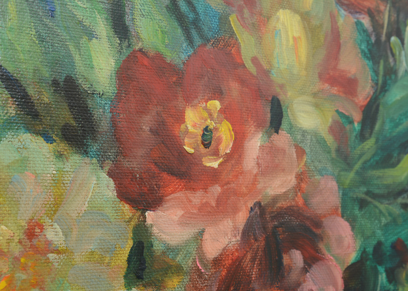 Neoclassical Style Oil Painting on Canvas Floral Still Life