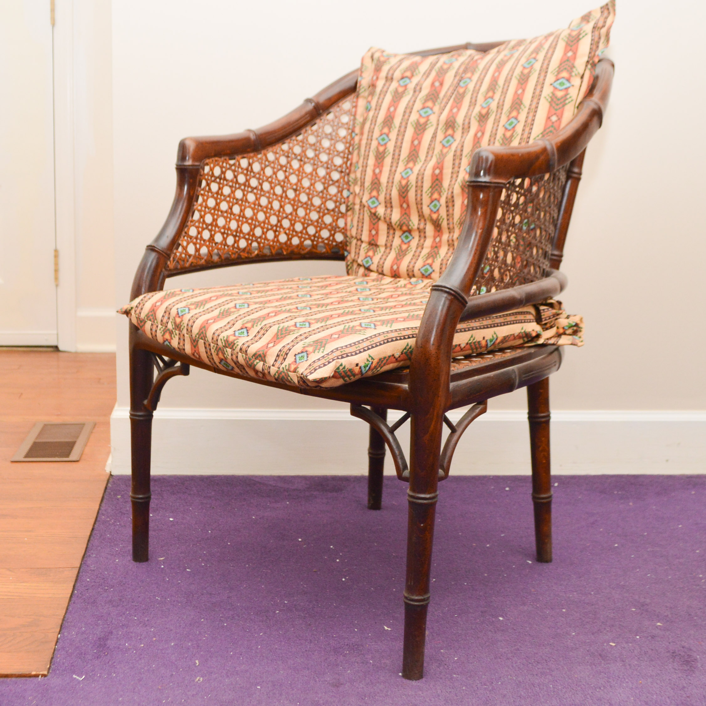 Rattan and Wood Accent Chair