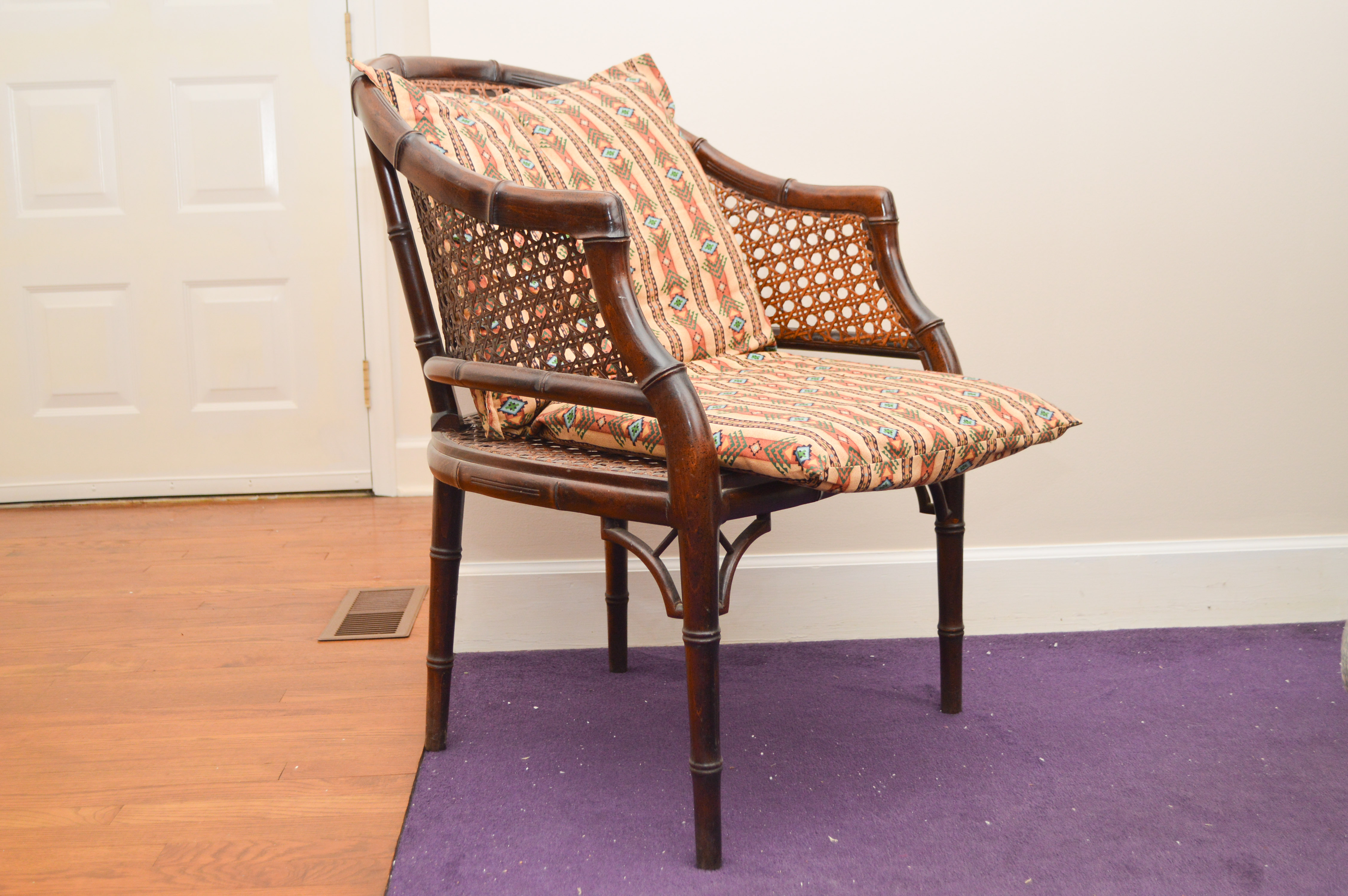 Rattan and Wood Accent Chair