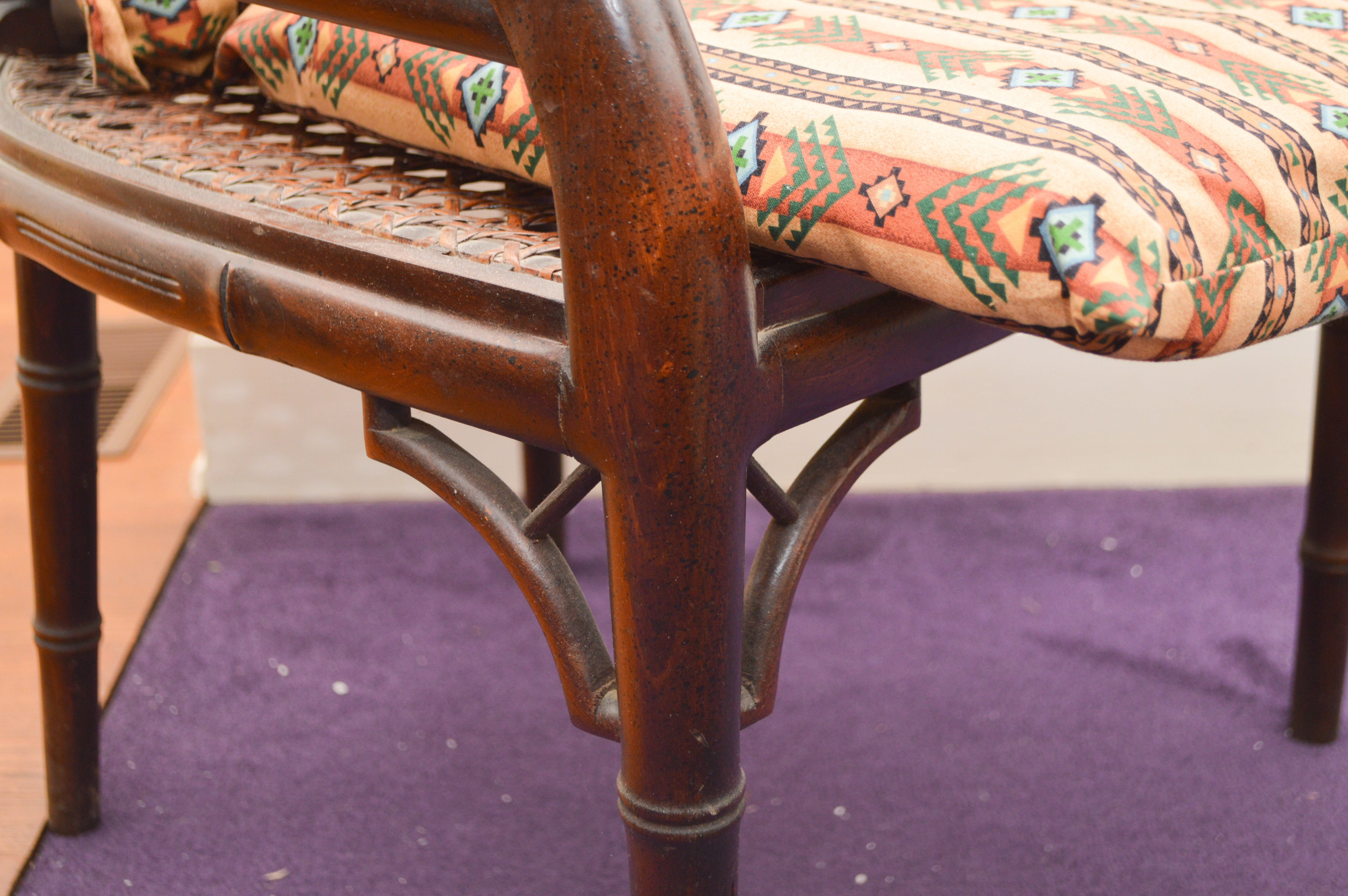 Rattan and Wood Accent Chair