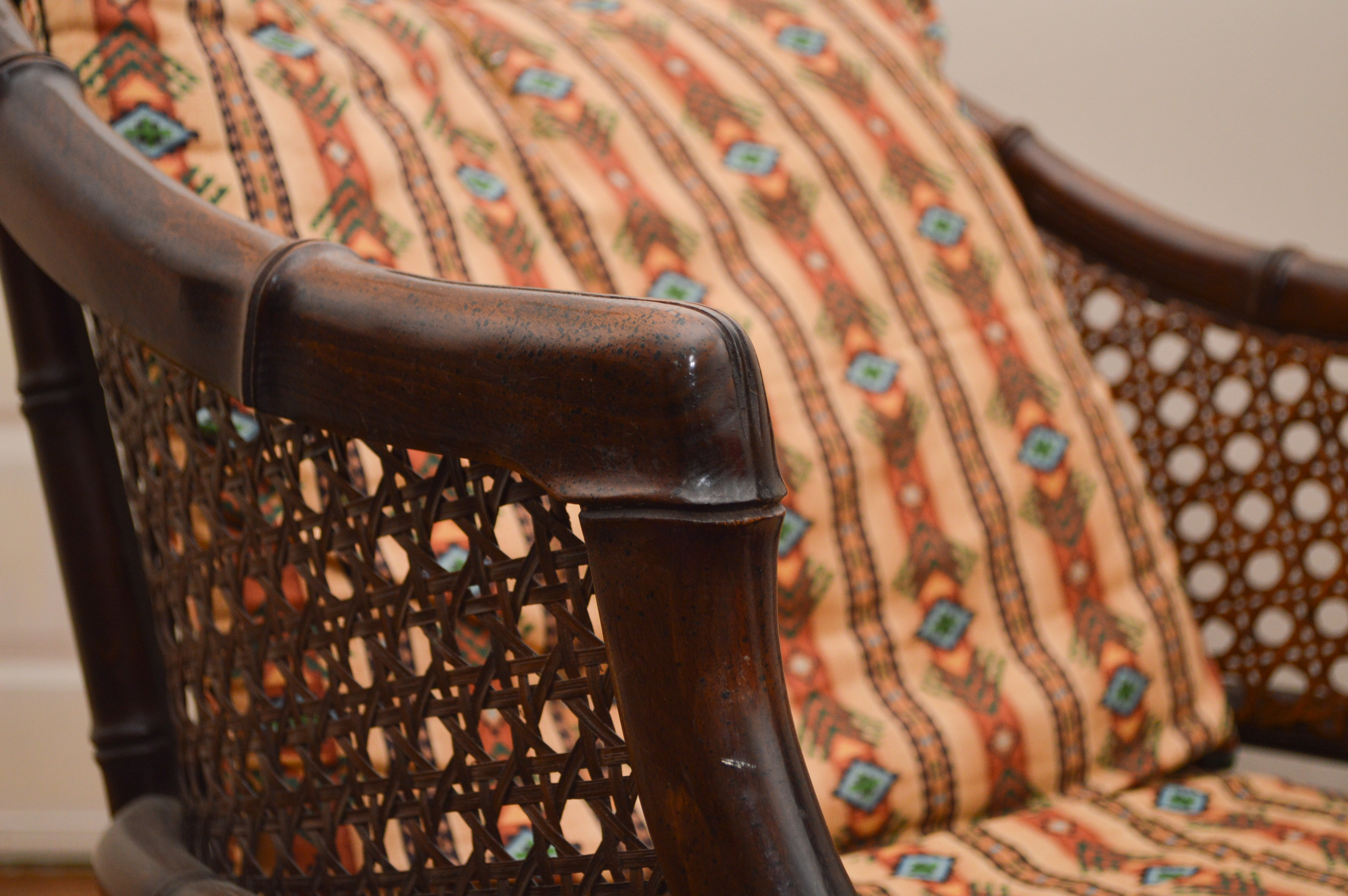 Rattan and Wood Accent Chair