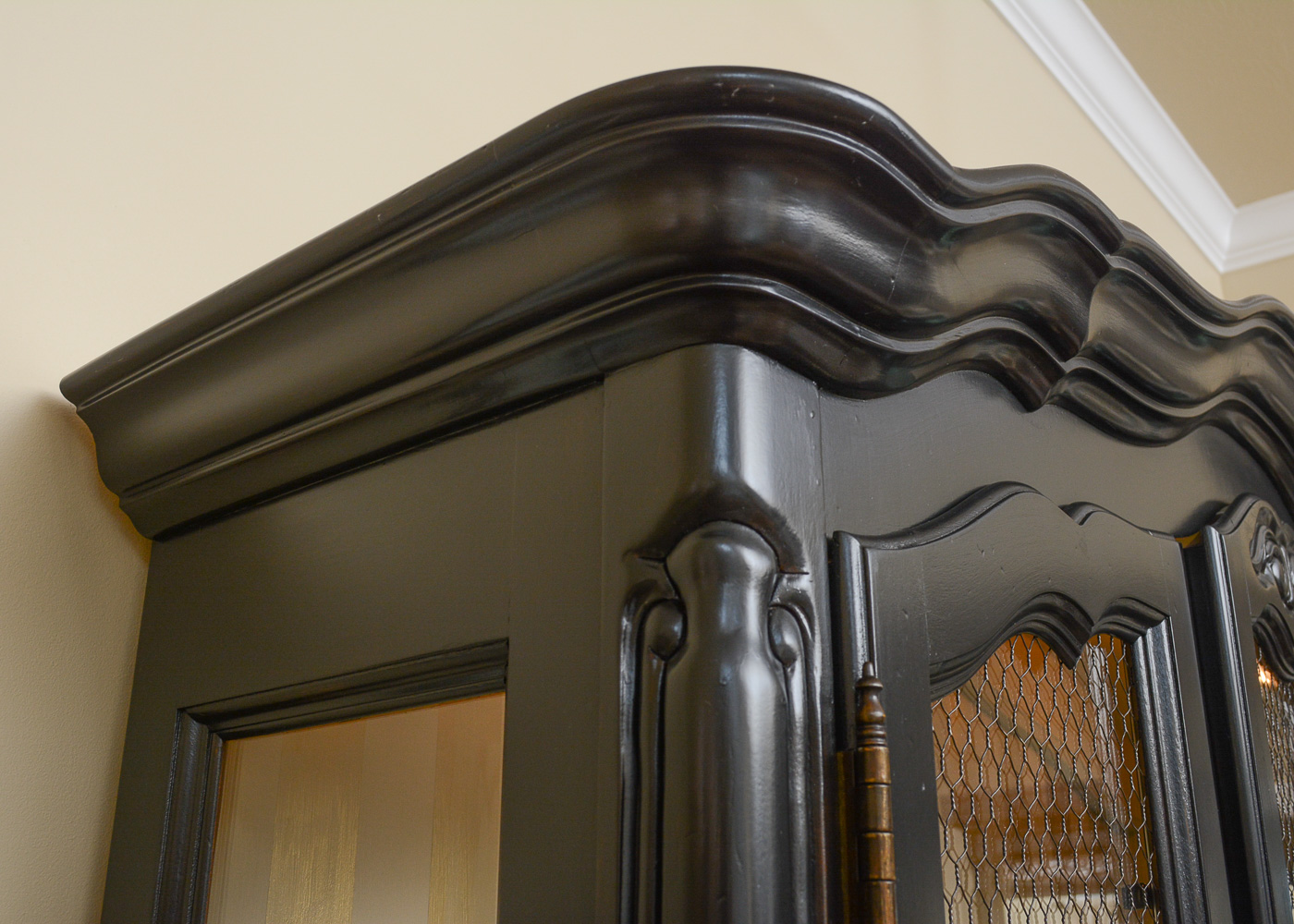 Drexel Black-Painted Lighted China Cabinet