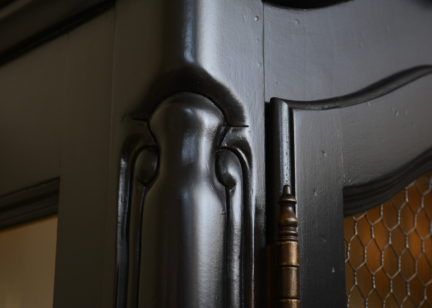 Drexel Black-Painted Lighted China Cabinet