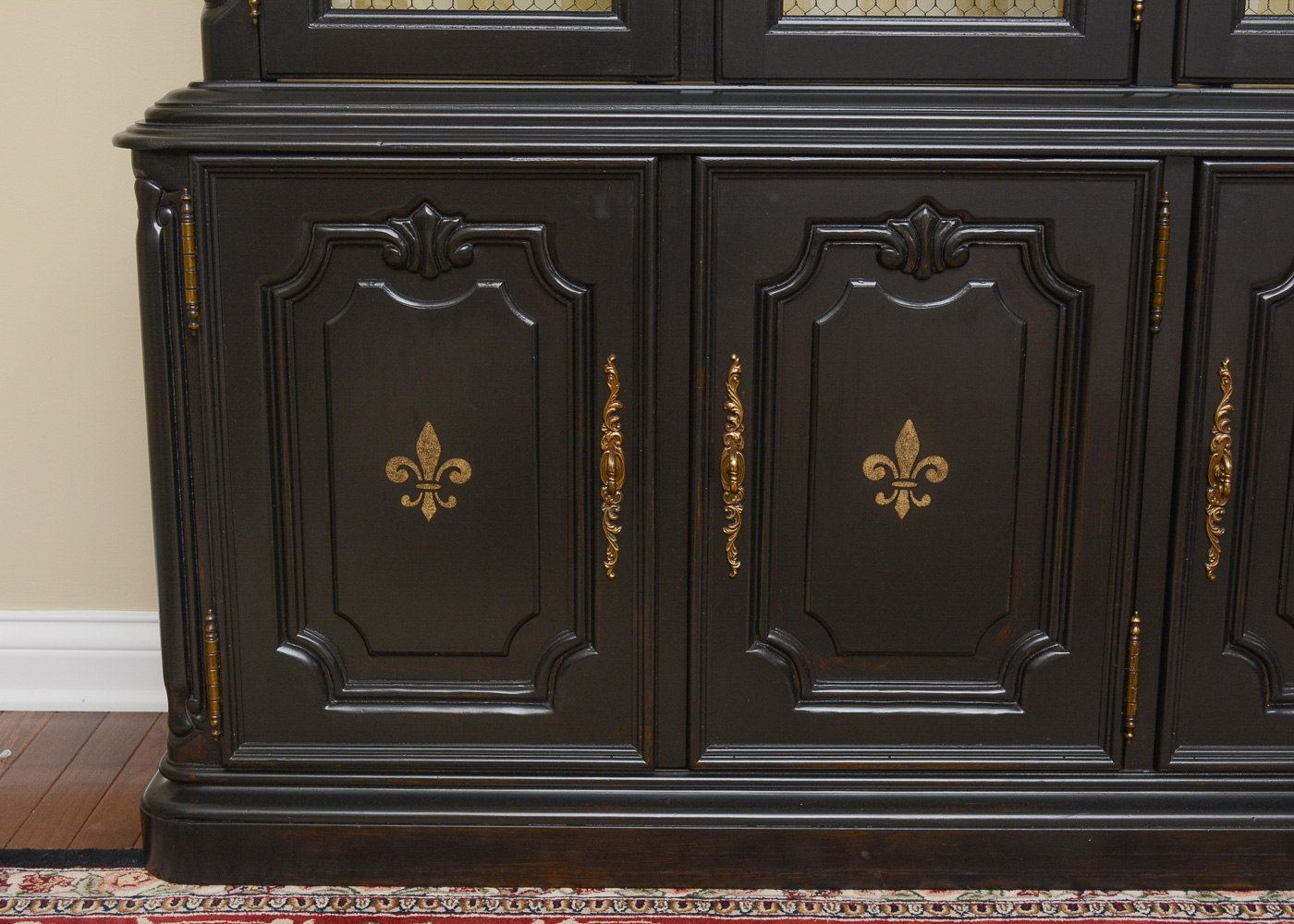 Drexel Black-Painted Lighted China Cabinet