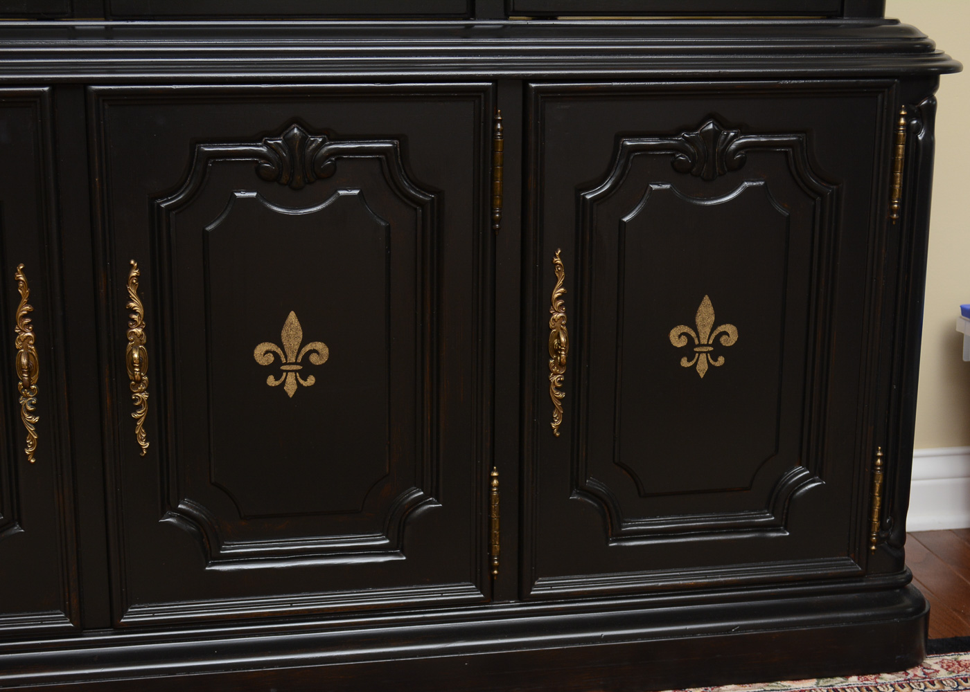 Drexel Black-Painted Lighted China Cabinet