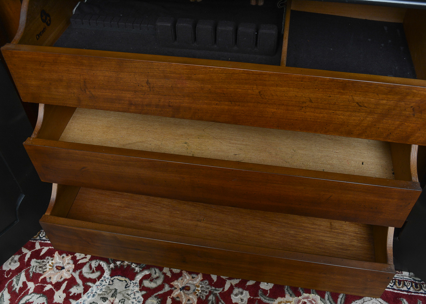 Drexel Black-Painted Lighted China Cabinet