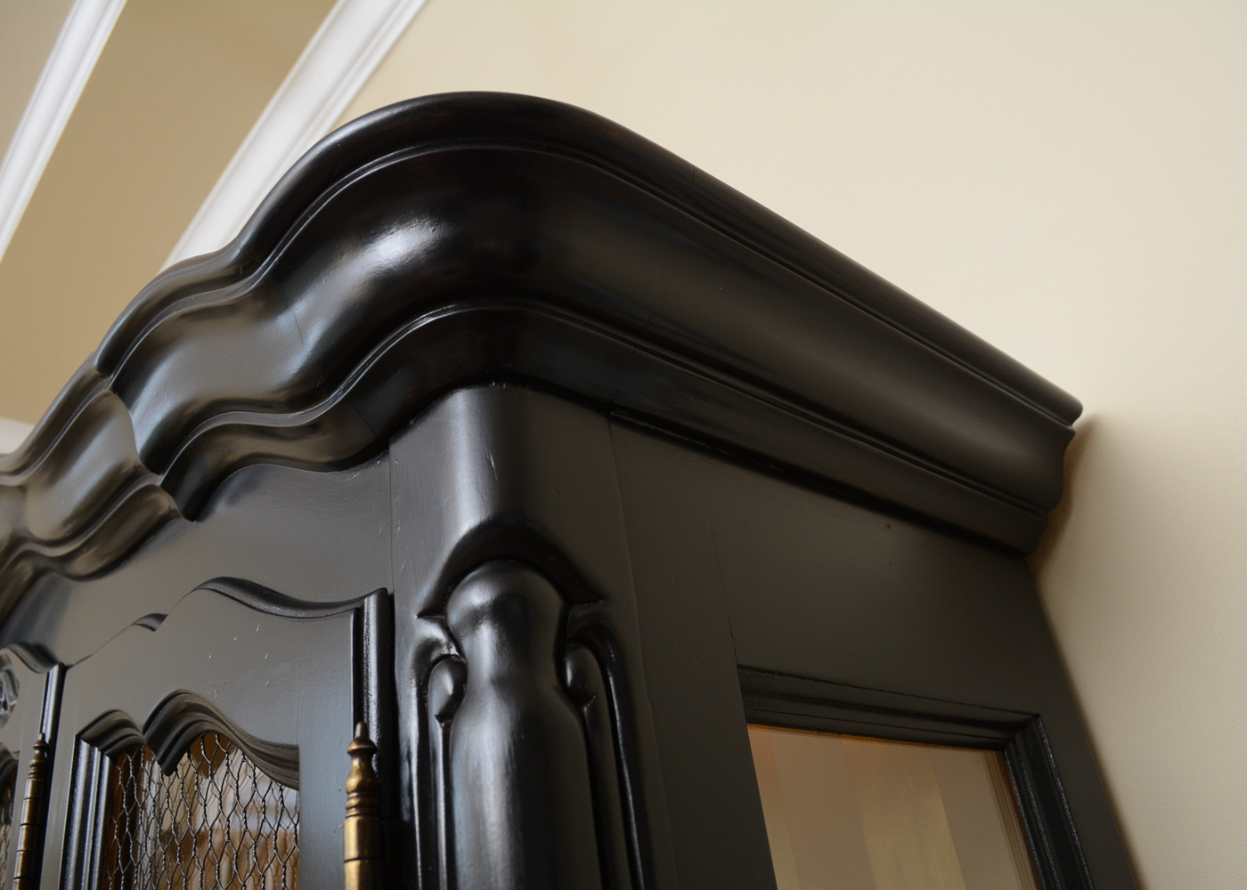 Drexel Black-Painted Lighted China Cabinet