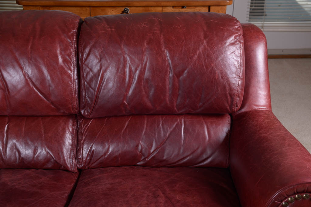 Natuzzi Burgundy Leather Sofa