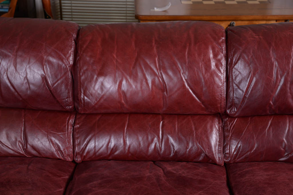 Natuzzi Burgundy Leather Sofa