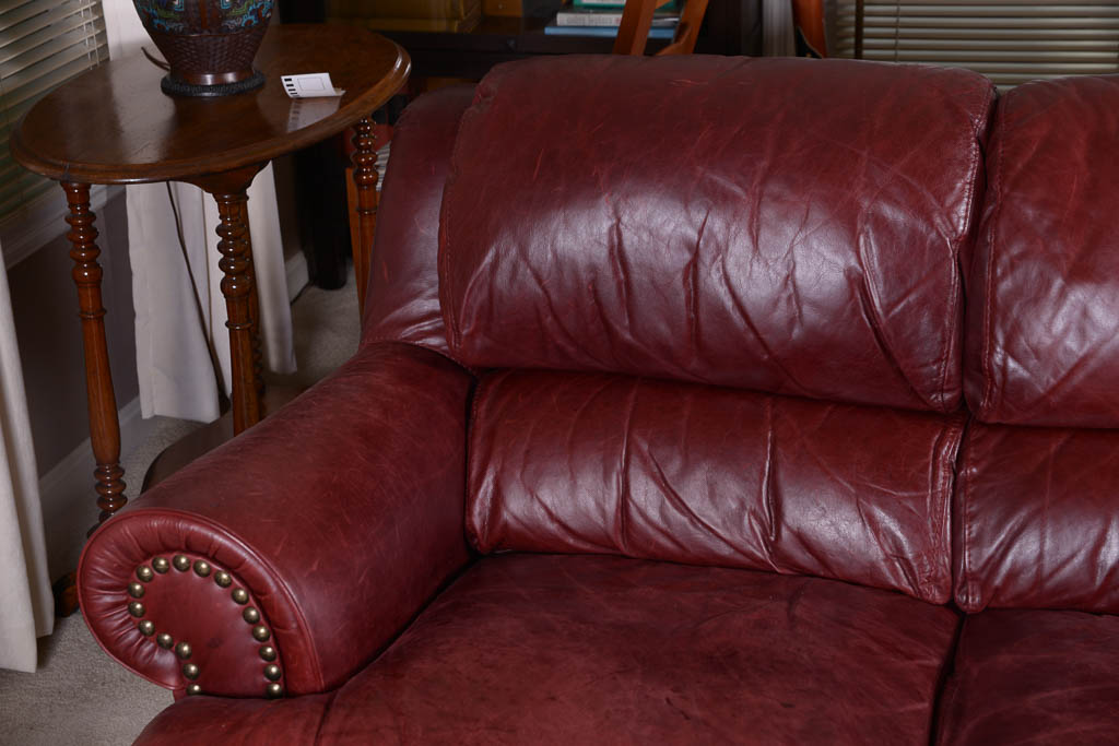 Natuzzi Burgundy Leather Sofa