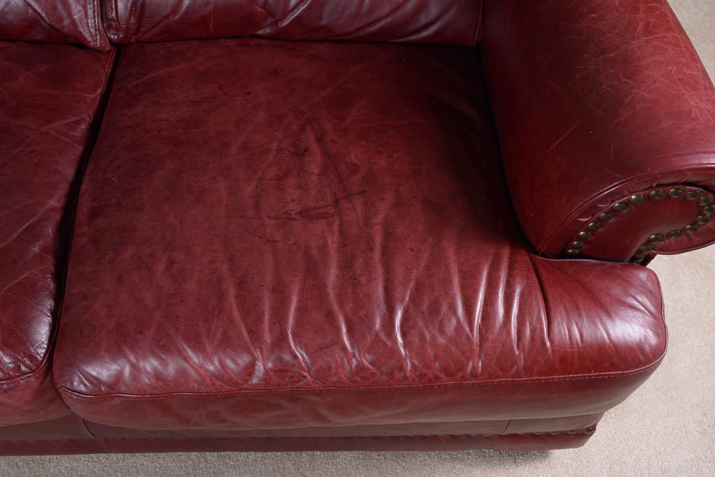 Natuzzi Burgundy Leather Sofa