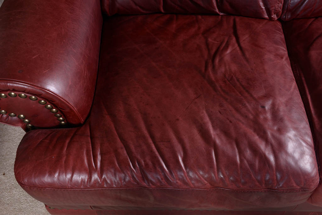 Natuzzi Burgundy Leather Sofa