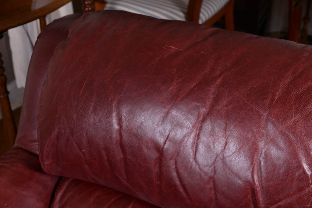 Natuzzi Burgundy Leather Sofa