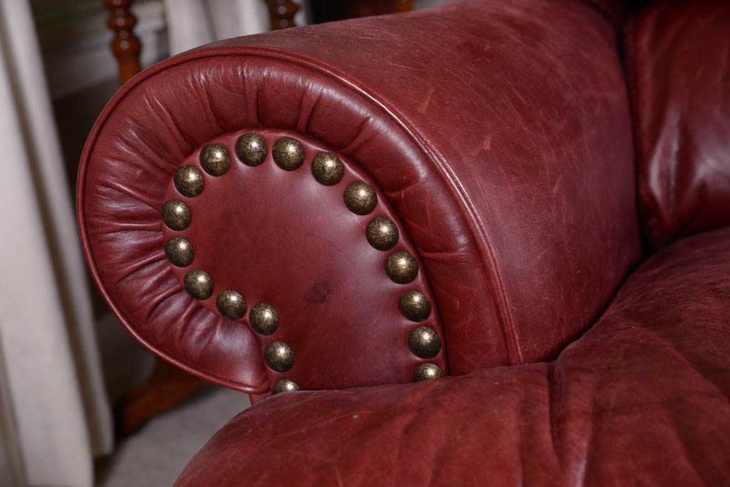 Natuzzi Burgundy Leather Sofa