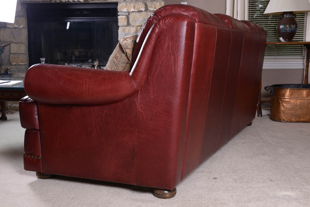 Natuzzi Burgundy Leather Sofa