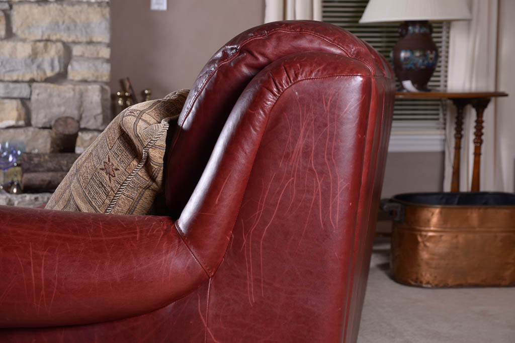 Natuzzi Burgundy Leather Sofa
