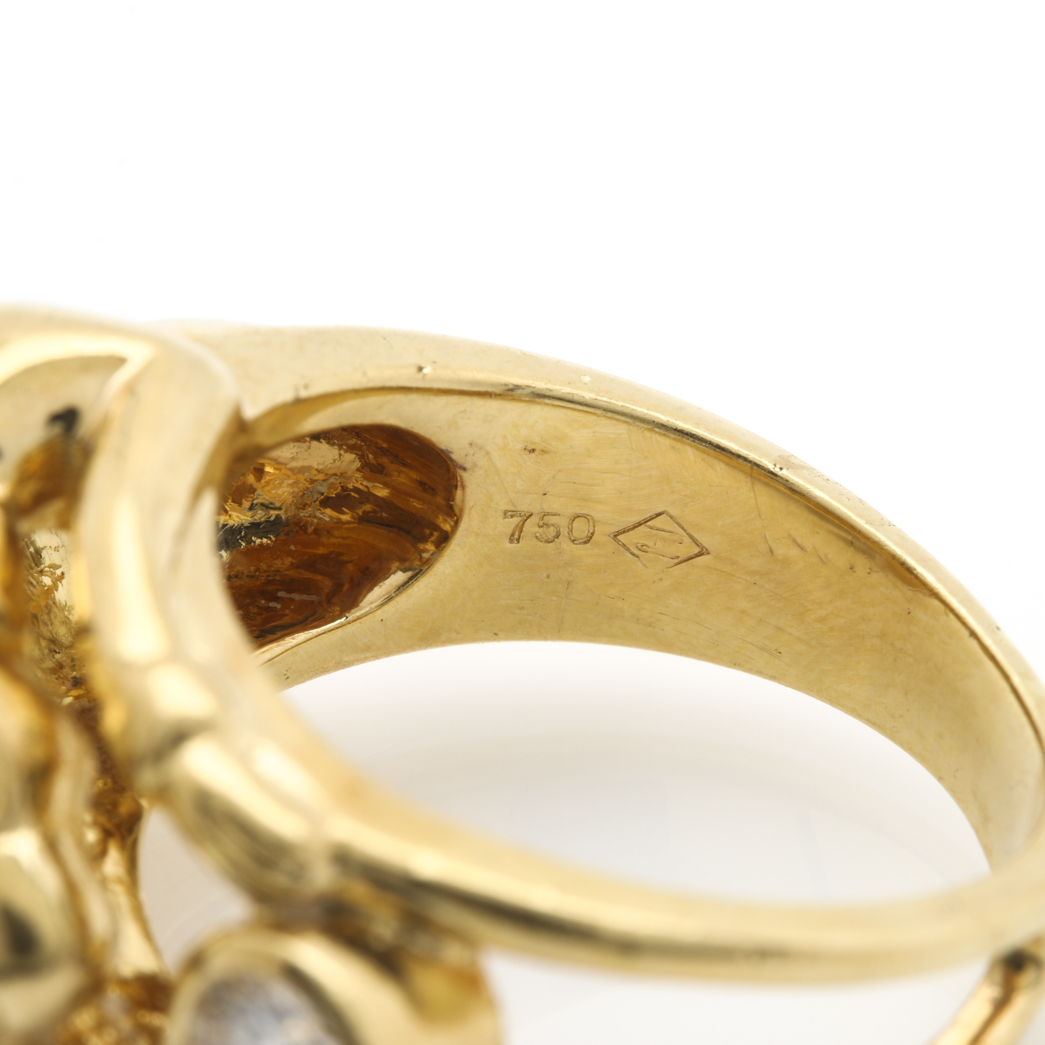 18K Yellow Gold Diamond, Ruby, and Sapphire Jaguar Ring