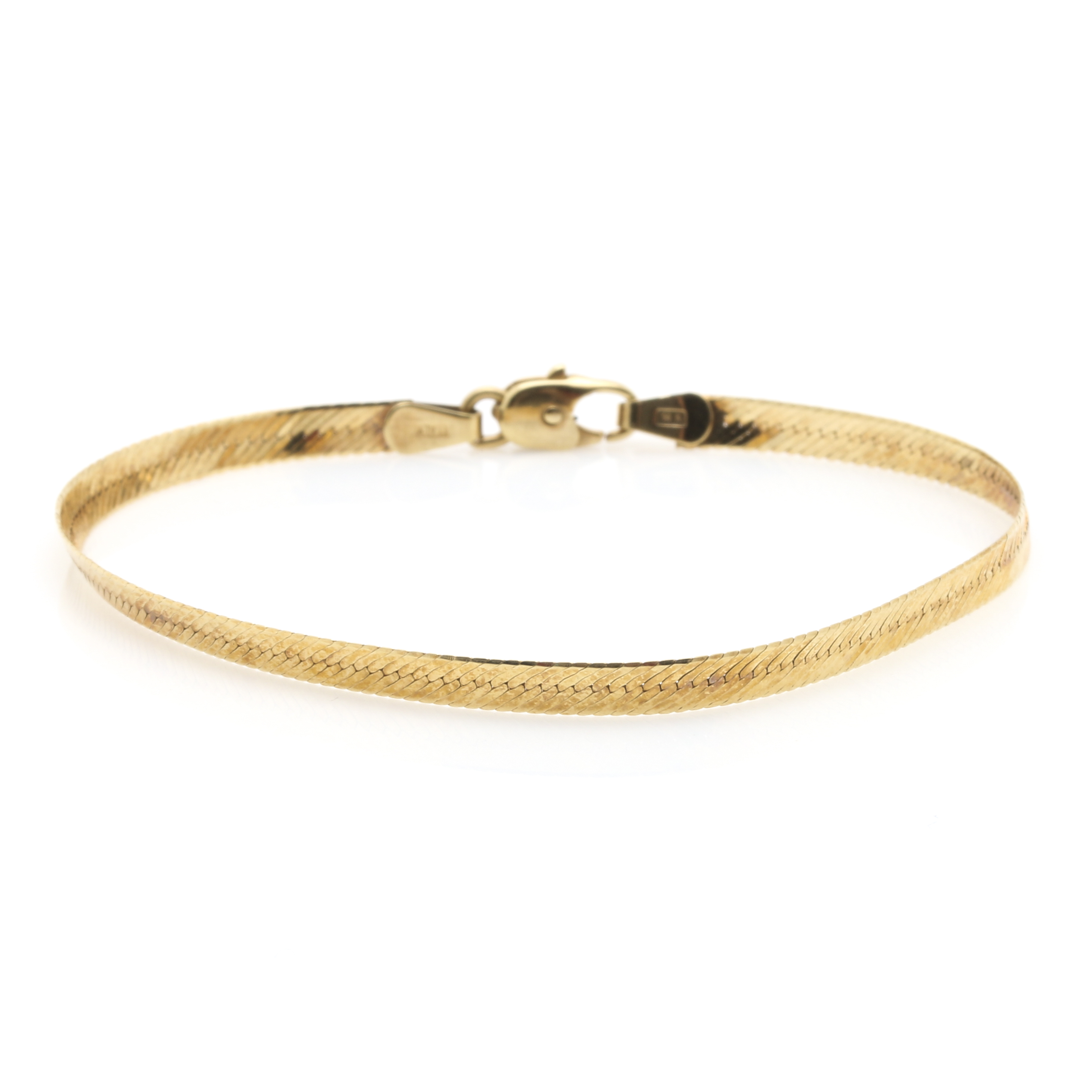 Italian 14K Yellow Gold Herringbone Chain Bracelet by UnoAErre