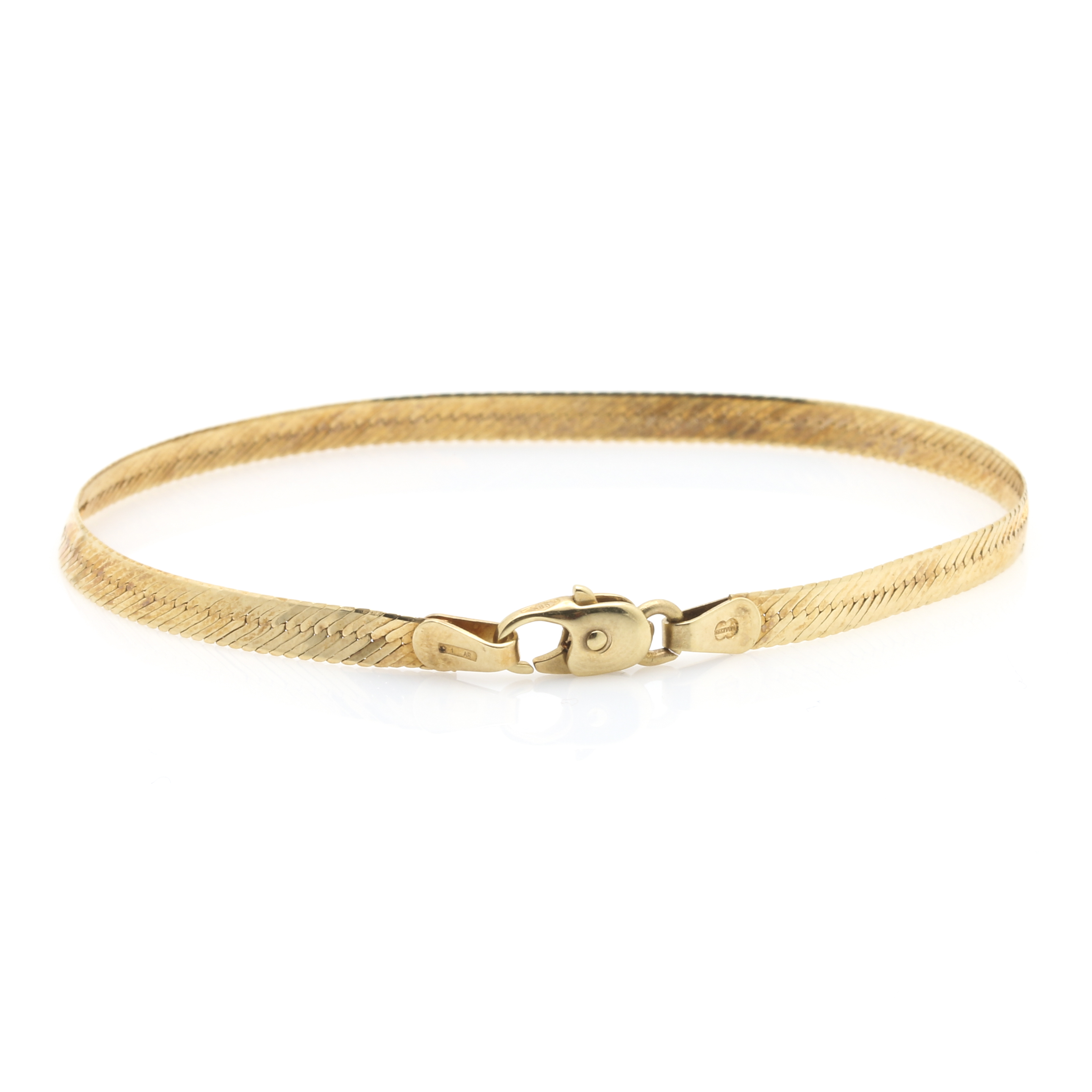 Italian 14K Yellow Gold Herringbone Chain Bracelet by UnoAErre