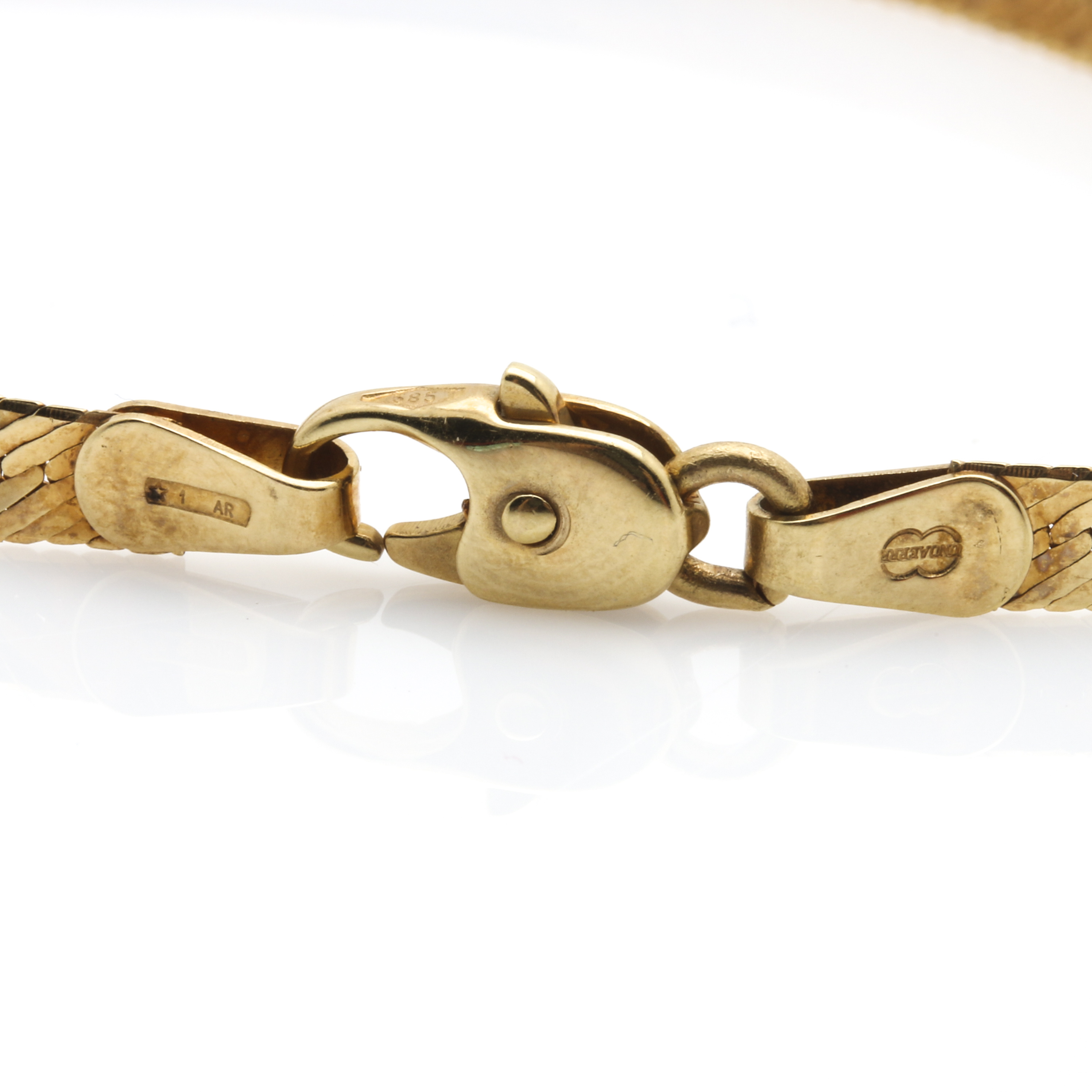 Italian 14K Yellow Gold Herringbone Chain Bracelet by UnoAErre