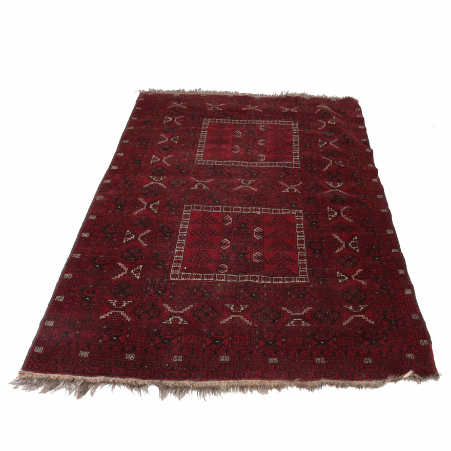 Hand-Knotted Turkmen Ersari Area Rug