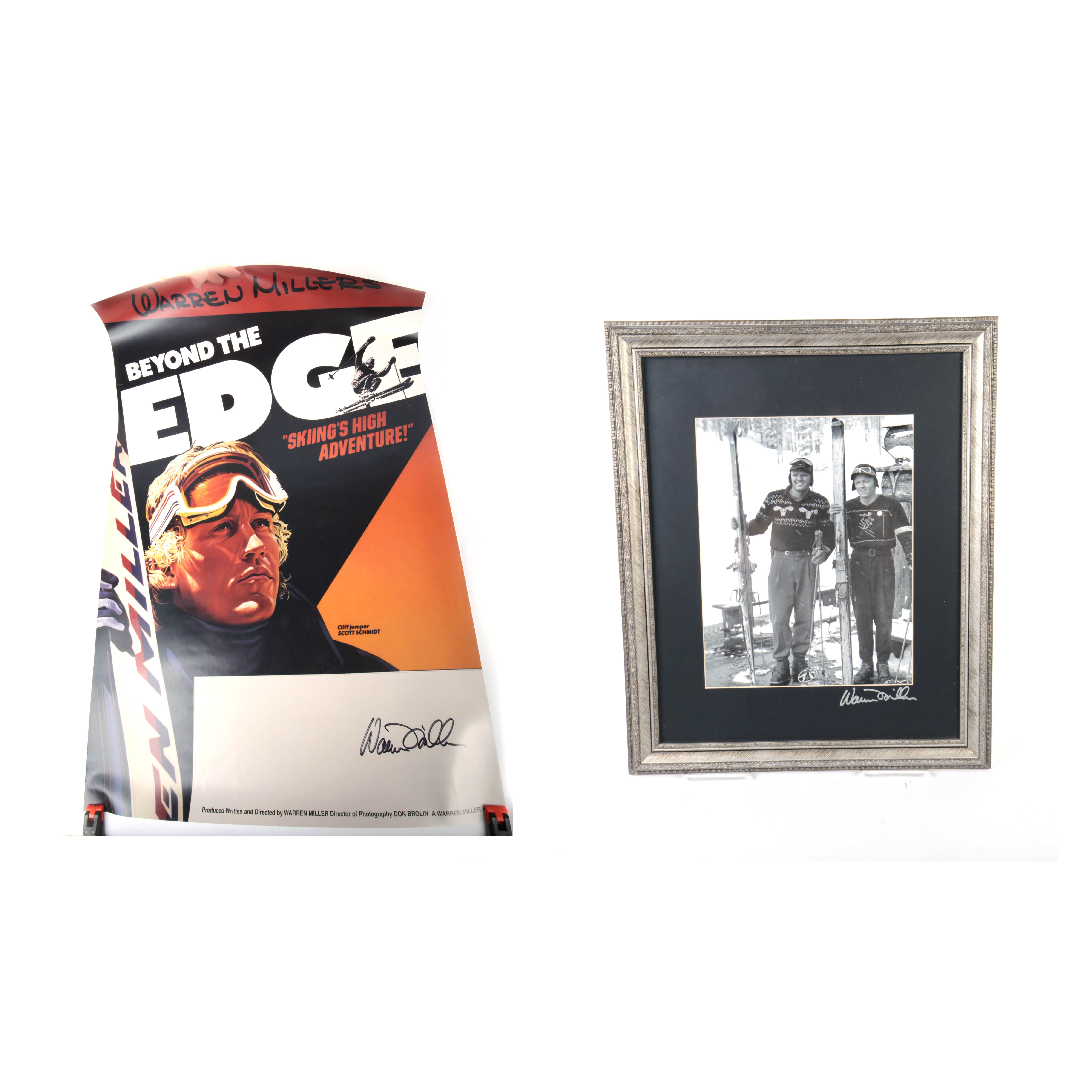 Warren Miller Autographed Poster and Framed Photograph