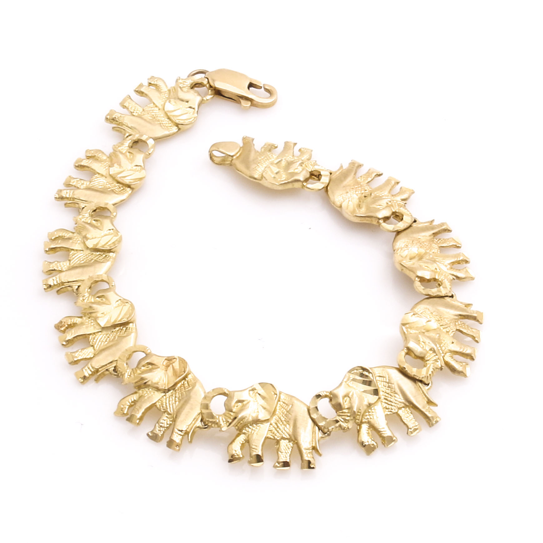 14K Yellow Gold Elephant Bracelet