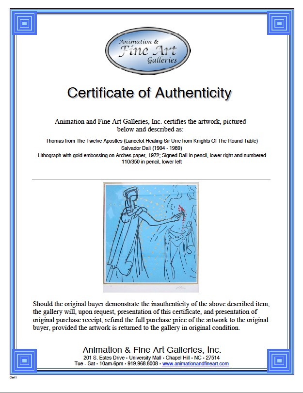 Salvador Dalí Original Lithograph "Thomas" from "The Twelve Apostles"