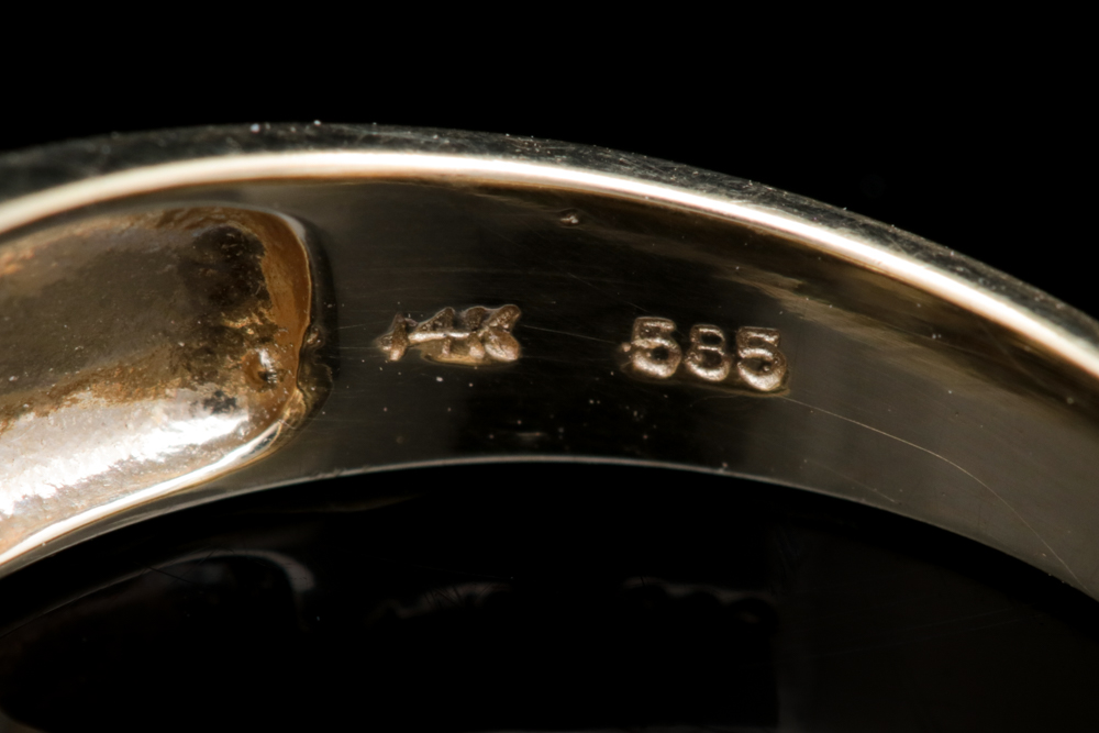 14K Yellow Gold, Pearl and Diamond Ring