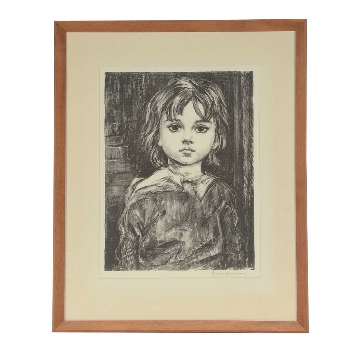 Marion Greenwood Signed Open Edition Reductive Lithograph "Girl"