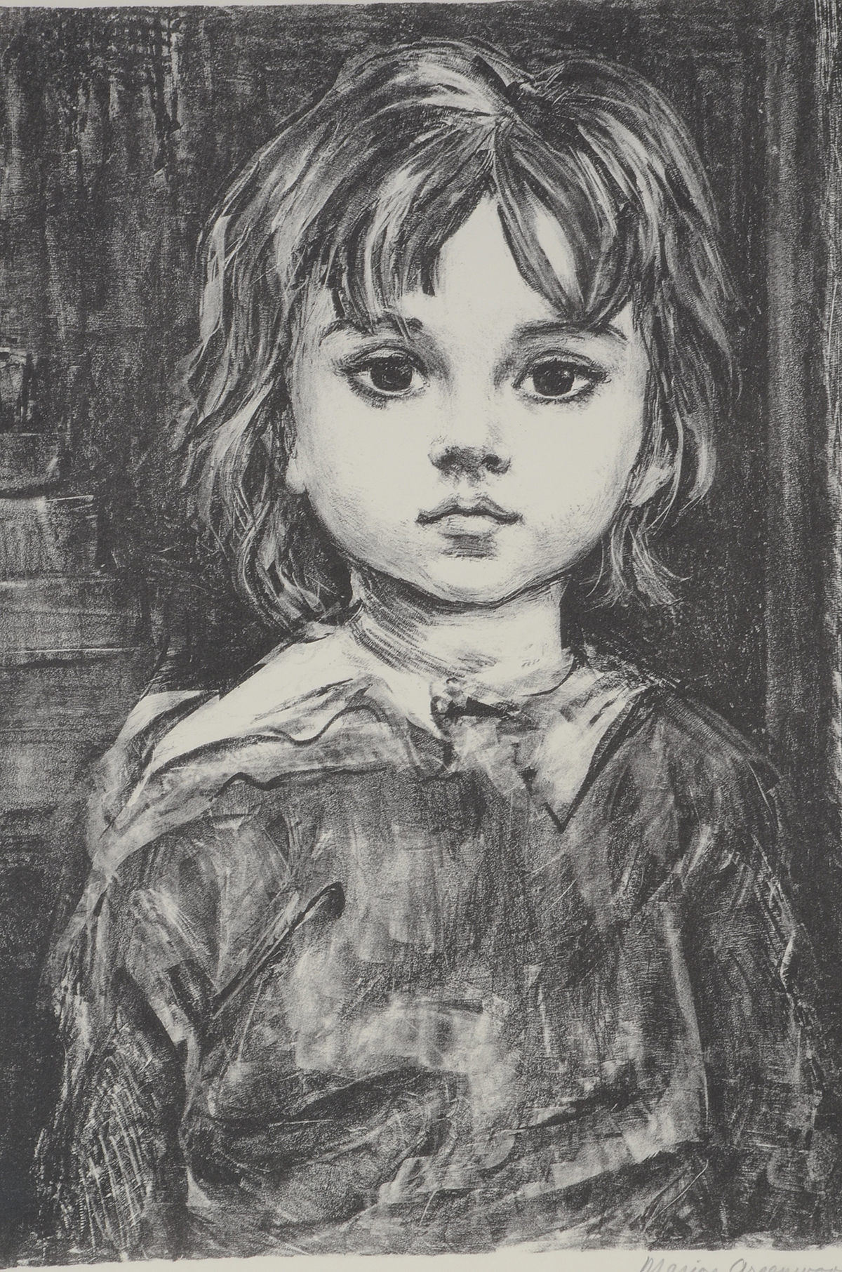 Marion Greenwood Signed Open Edition Reductive Lithograph "Girl"